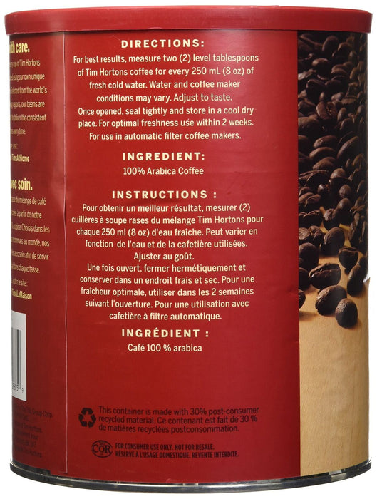 Tim Hortons Medium Roast Original Blend Ground Coffee, 48 Ounces, 3 Pound Can