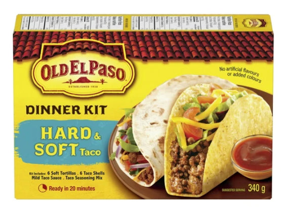 Old El Paso Hard & Soft Taco Dinner Kit, 340g