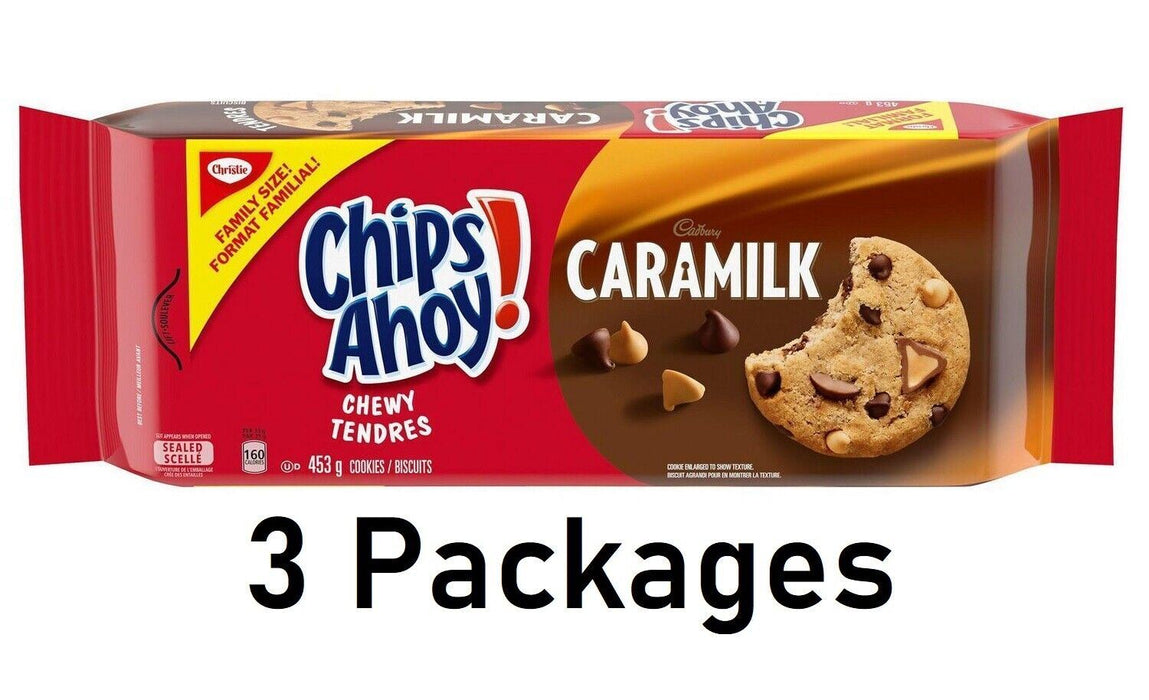 Christie Chips Ahoy! Caramilk Chocolate Chip Chewy Cookies 453g Each 3 Packages