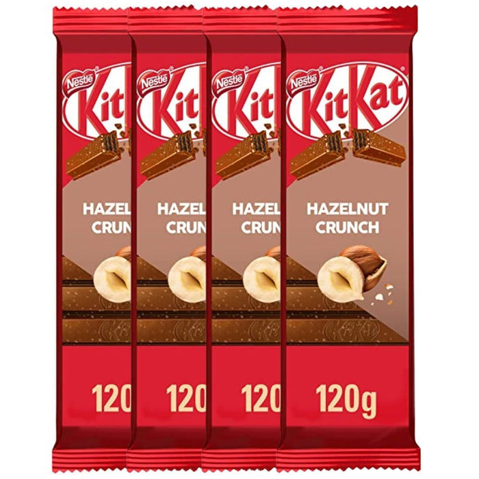 Kit Kat Hazelnut Crunch Wafer Bar 120g/4.2oz Each 4 Large Bars