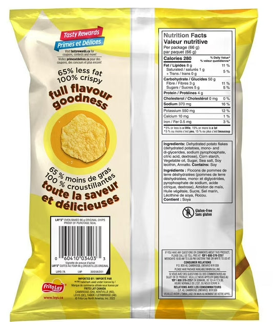 Lay's Oven Baked Original Potato Chips, 66g