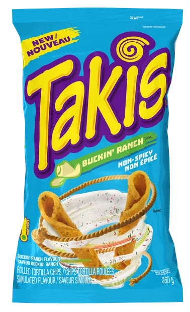 Takis Buckin' Ranch, Ranch Flavored Rolled Tortilla Chips, 260g