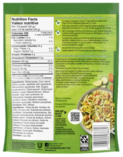 Knorr Sidekicks Parmesan Pesto Pasta, 135g, Side Dish