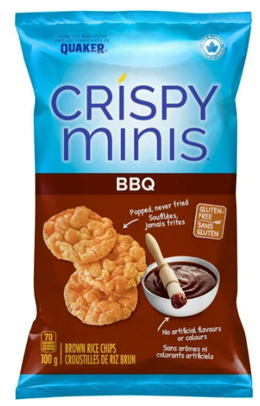 Quaker Crispy Minis BBQ Flavor Brown Rice Chips, 100g